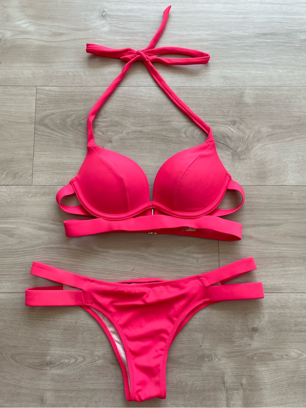 Victoria's Secret Bright Pink Halter Bikini Set